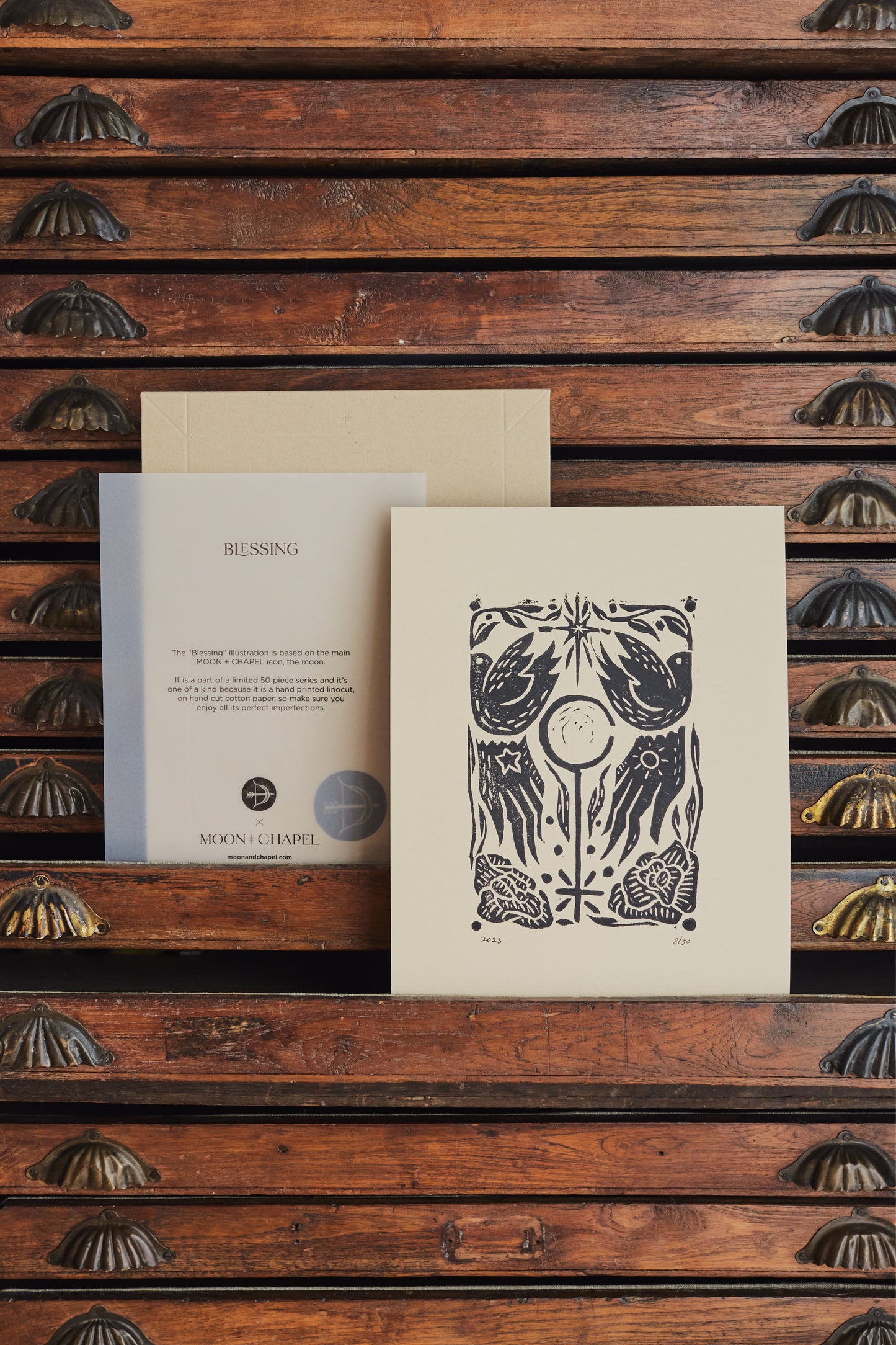 The Blessing Linocut by Diana Papuc