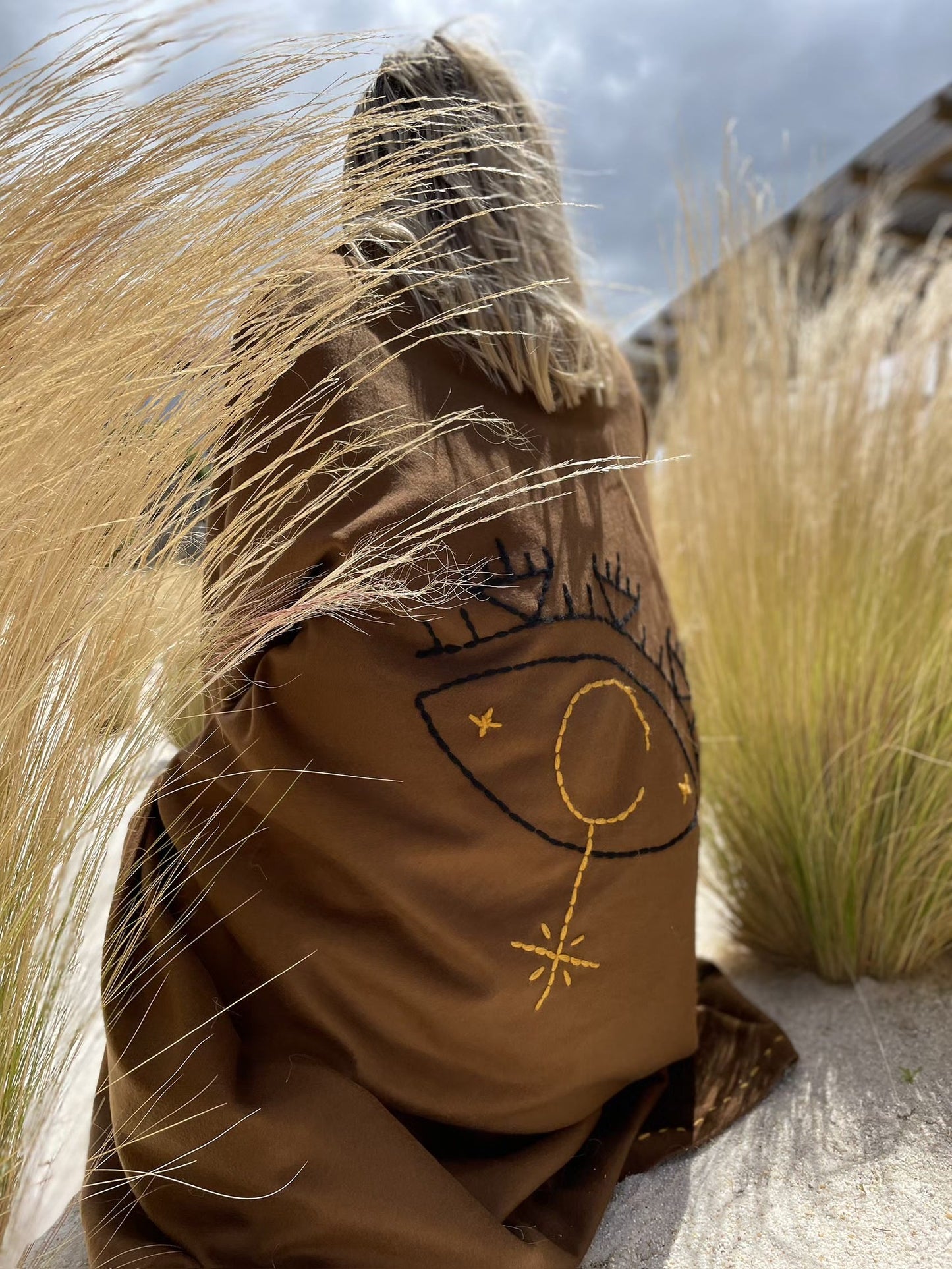 Hand Embroidered Cashmere Blanket - Sacred Space