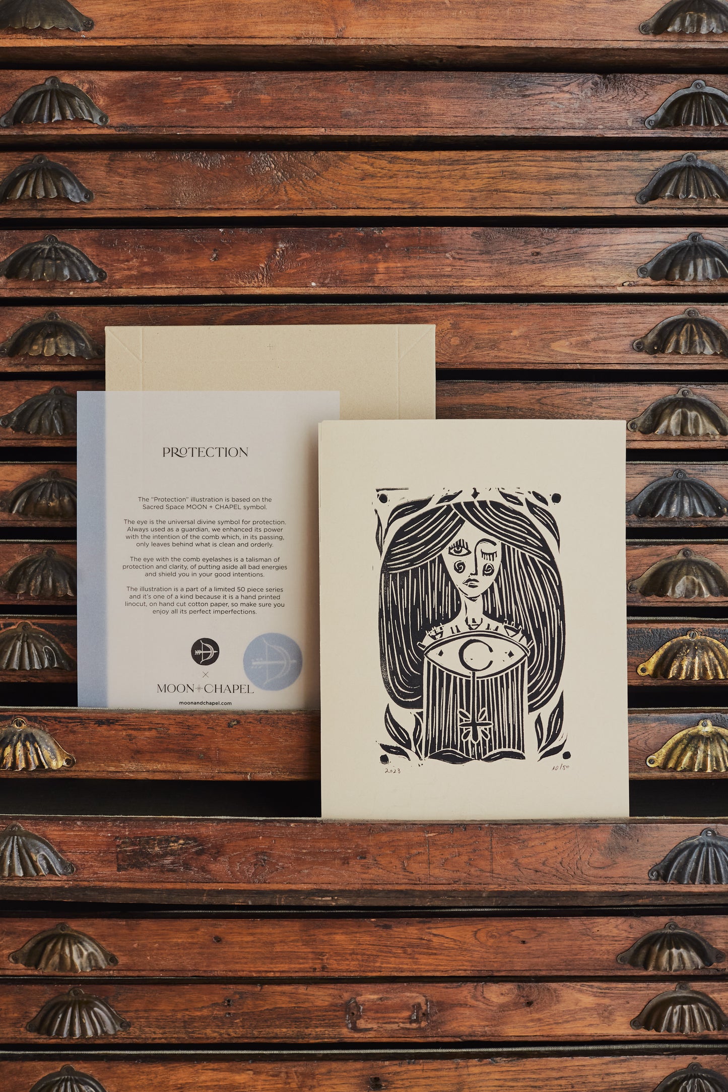 The Protection Linocut by Diana Papuc