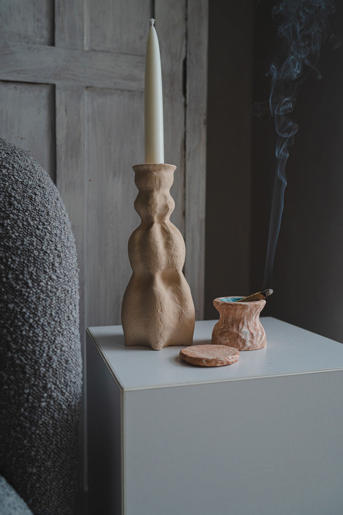 Frankincense & Resin Ceramic Burner  - Beige Marble